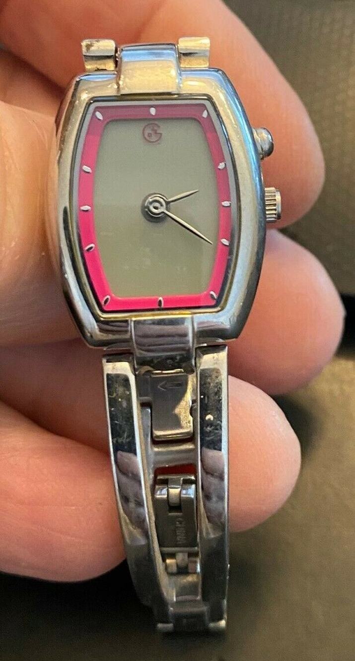Women's George Urge Watch, Silver Tone Bracelet Band, Pink Accented